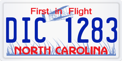 NC license plate DIC1283