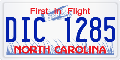 NC license plate DIC1285