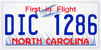 NC license plate DIC1286