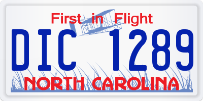 NC license plate DIC1289