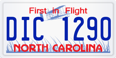NC license plate DIC1290