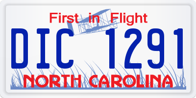 NC license plate DIC1291