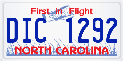 NC license plate DIC1292