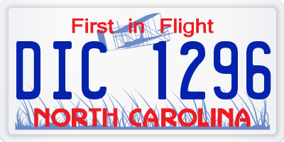 NC license plate DIC1296