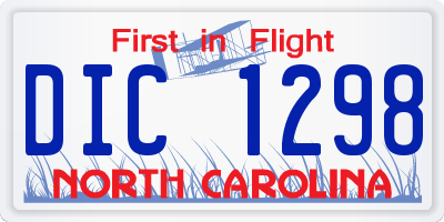 NC license plate DIC1298