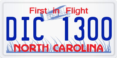 NC license plate DIC1300