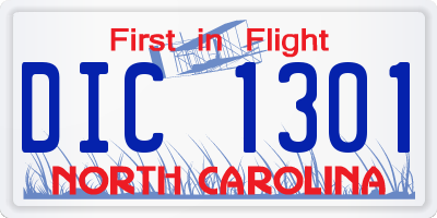 NC license plate DIC1301