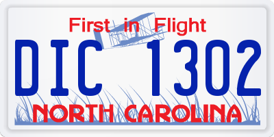 NC license plate DIC1302