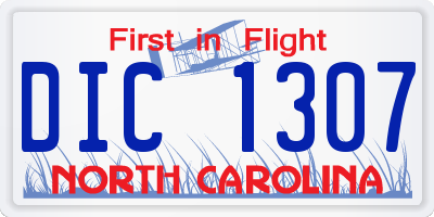 NC license plate DIC1307