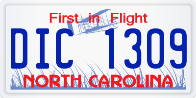 NC license plate DIC1309