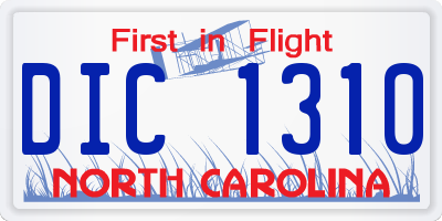 NC license plate DIC1310