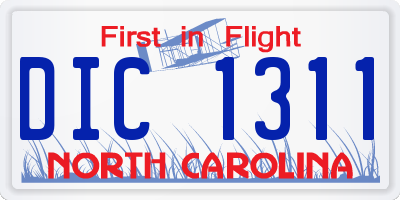 NC license plate DIC1311