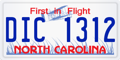 NC license plate DIC1312