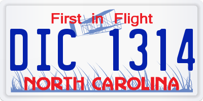 NC license plate DIC1314