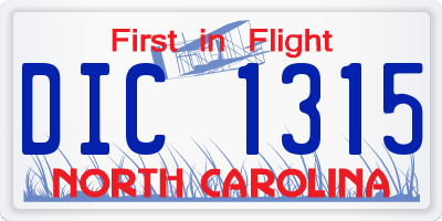 NC license plate DIC1315