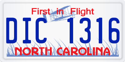 NC license plate DIC1316