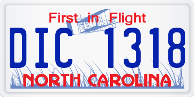 NC license plate DIC1318