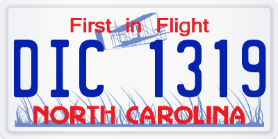 NC license plate DIC1319