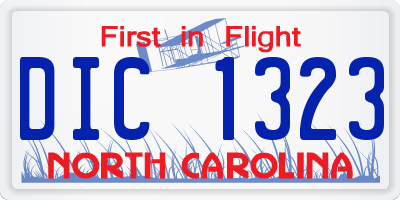 NC license plate DIC1323