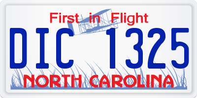 NC license plate DIC1325