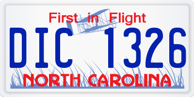 NC license plate DIC1326