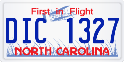 NC license plate DIC1327