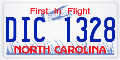 NC license plate DIC1328