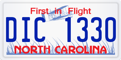 NC license plate DIC1330