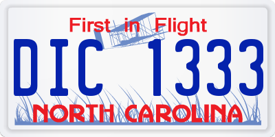 NC license plate DIC1333