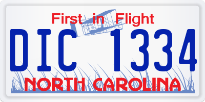 NC license plate DIC1334
