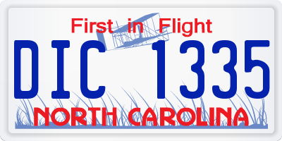 NC license plate DIC1335