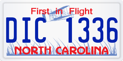NC license plate DIC1336