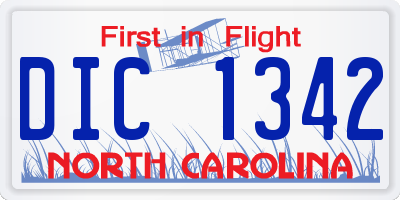 NC license plate DIC1342