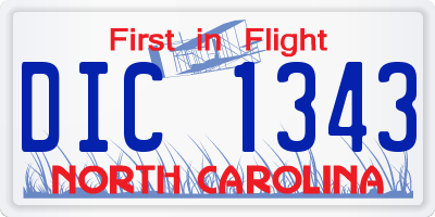 NC license plate DIC1343