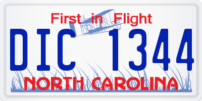 NC license plate DIC1344