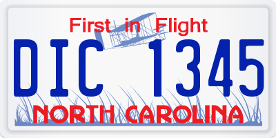 NC license plate DIC1345