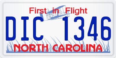 NC license plate DIC1346