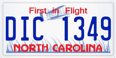 NC license plate DIC1349