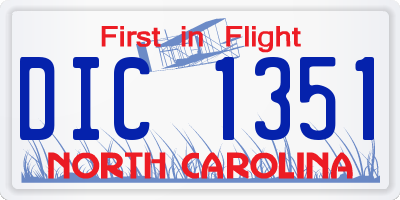 NC license plate DIC1351