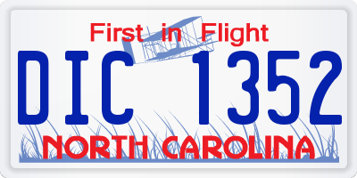 NC license plate DIC1352