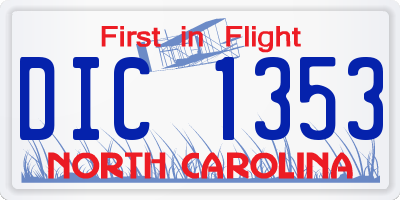 NC license plate DIC1353