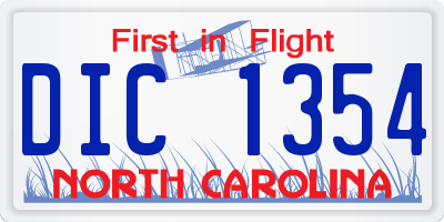 NC license plate DIC1354