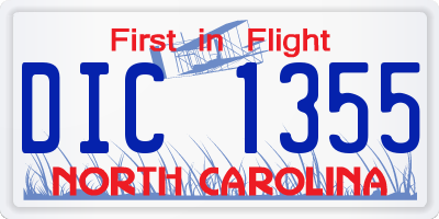 NC license plate DIC1355