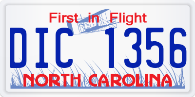 NC license plate DIC1356