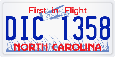 NC license plate DIC1358