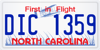 NC license plate DIC1359