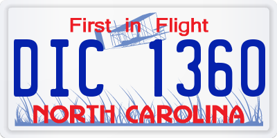 NC license plate DIC1360
