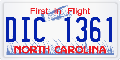 NC license plate DIC1361