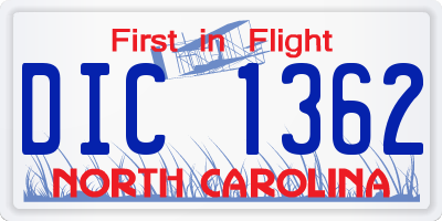 NC license plate DIC1362