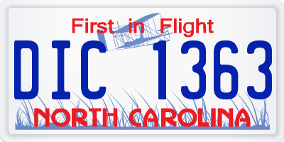 NC license plate DIC1363